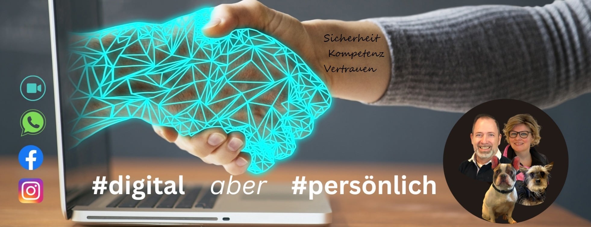 Allianz Versicherung Frank Adler Düren - eine digitale Hand schüttelt eine normale Hand