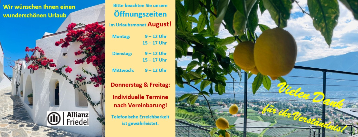 Allianz Versicherung Markus Friedel Aalen - Urlaub Öffnungszeiten August25