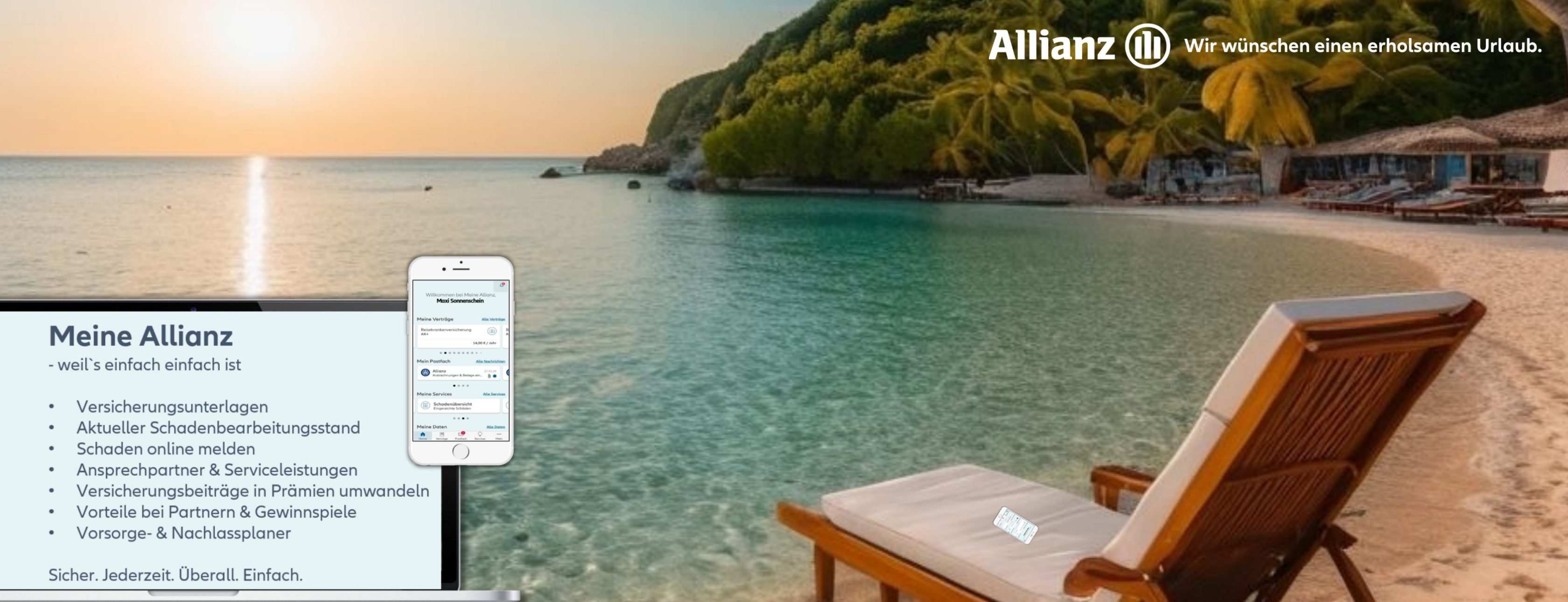 Allianz Versicherung Antje Happeck Schwedt/Oder - Liege am Strand im Urlaub Meine Allianz Happeck