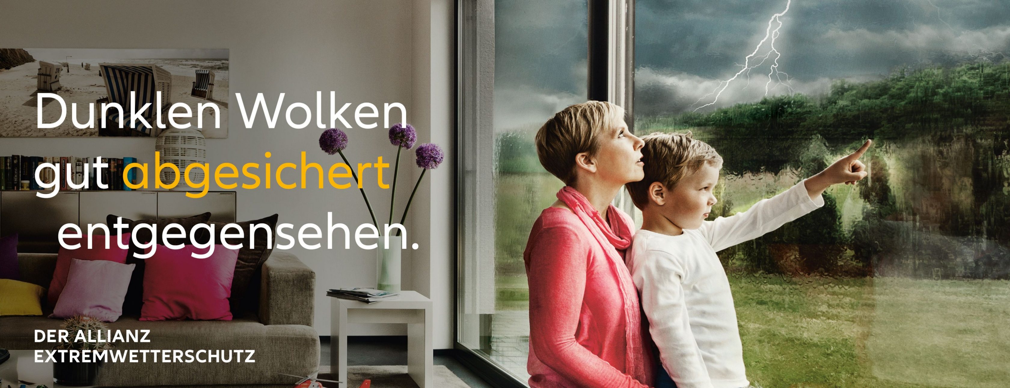 Allianz Versicherung Dirk Polte Herzogenrath - Mutter und Kind betrachten Unwetter