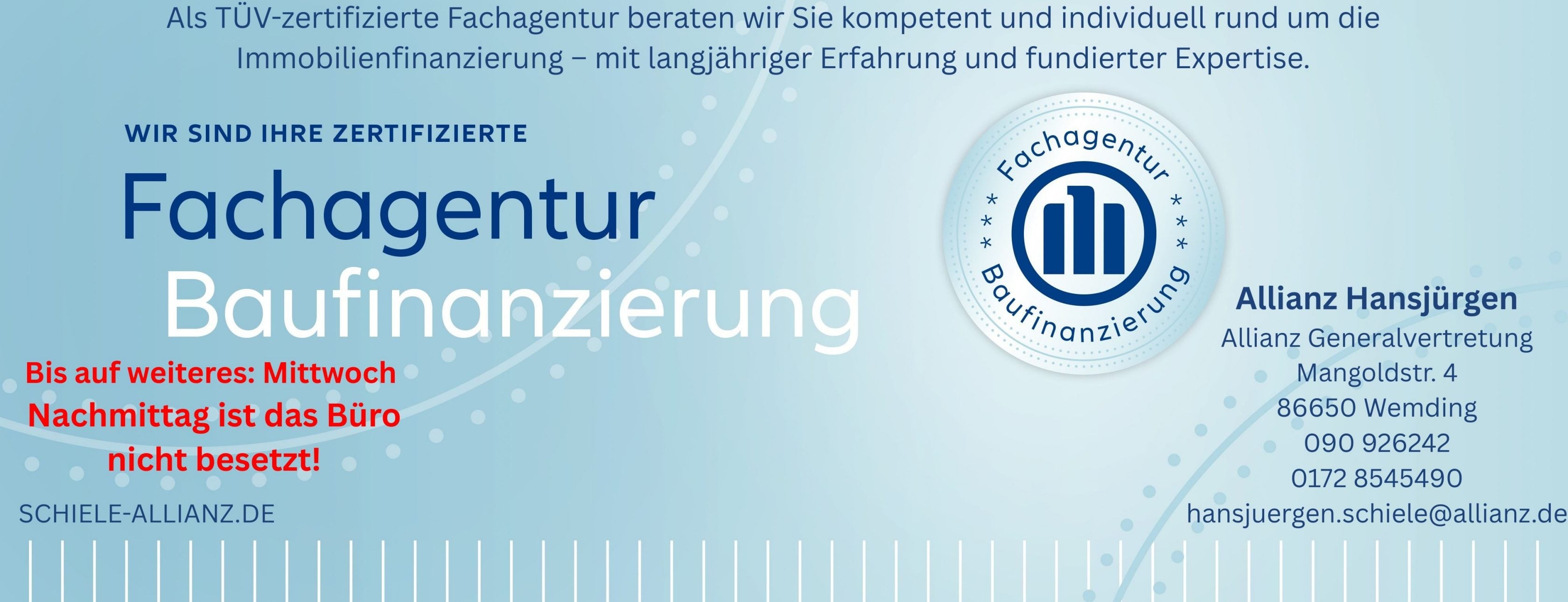 Allianz Versicherung Hansjürgen Schiele Wemding - Fachagentur Baufinanzierung in Wemding