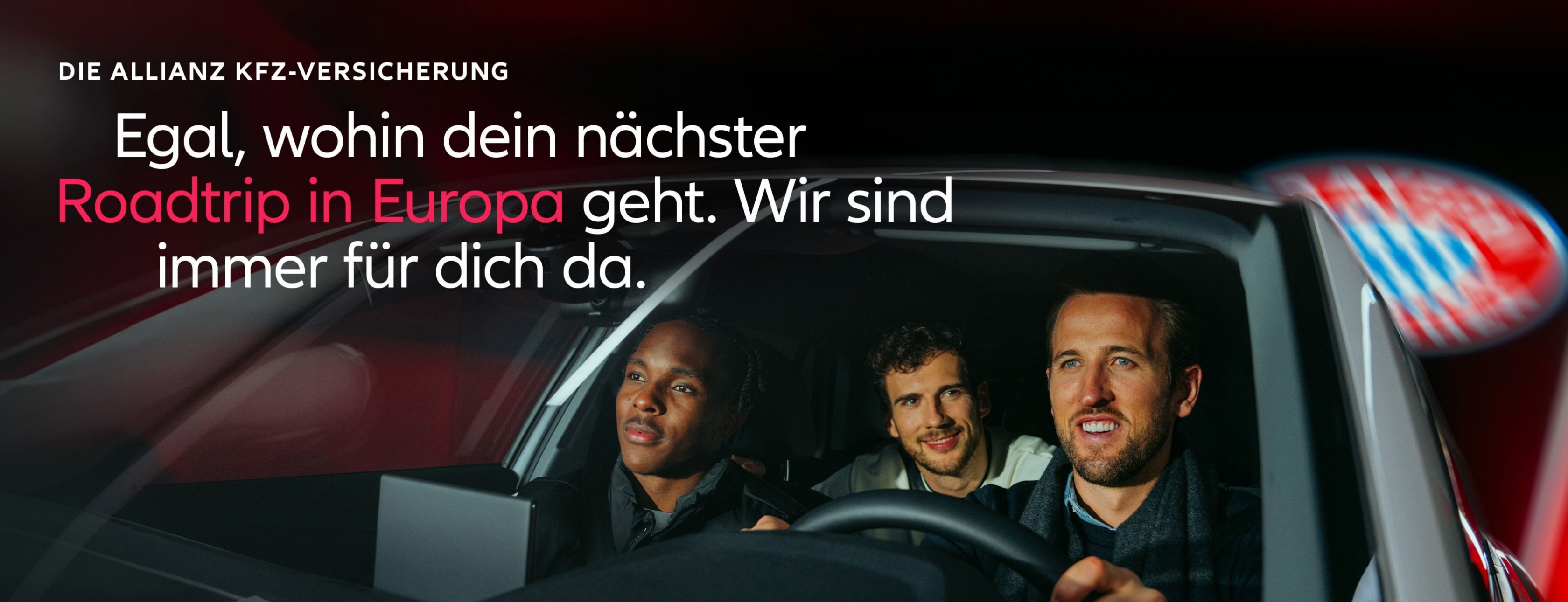 Allianz Versicherung Jens Eichholz Berlin - Fußballer vom FC Bayern fahren Auto und lachen