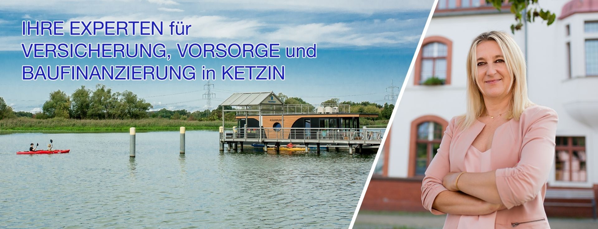 Allianz Versicherung Silm und Gutschmidt OHG Ketzin/Havel - Silke Gutschmidt, See mit Paddelboot und Hausboot